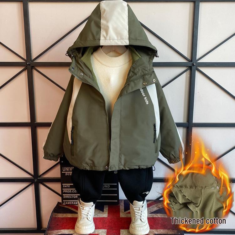 Boys' 2025 Stylish Detachable Outerwear: Cotton-Padded Spring & Autumn Jacket