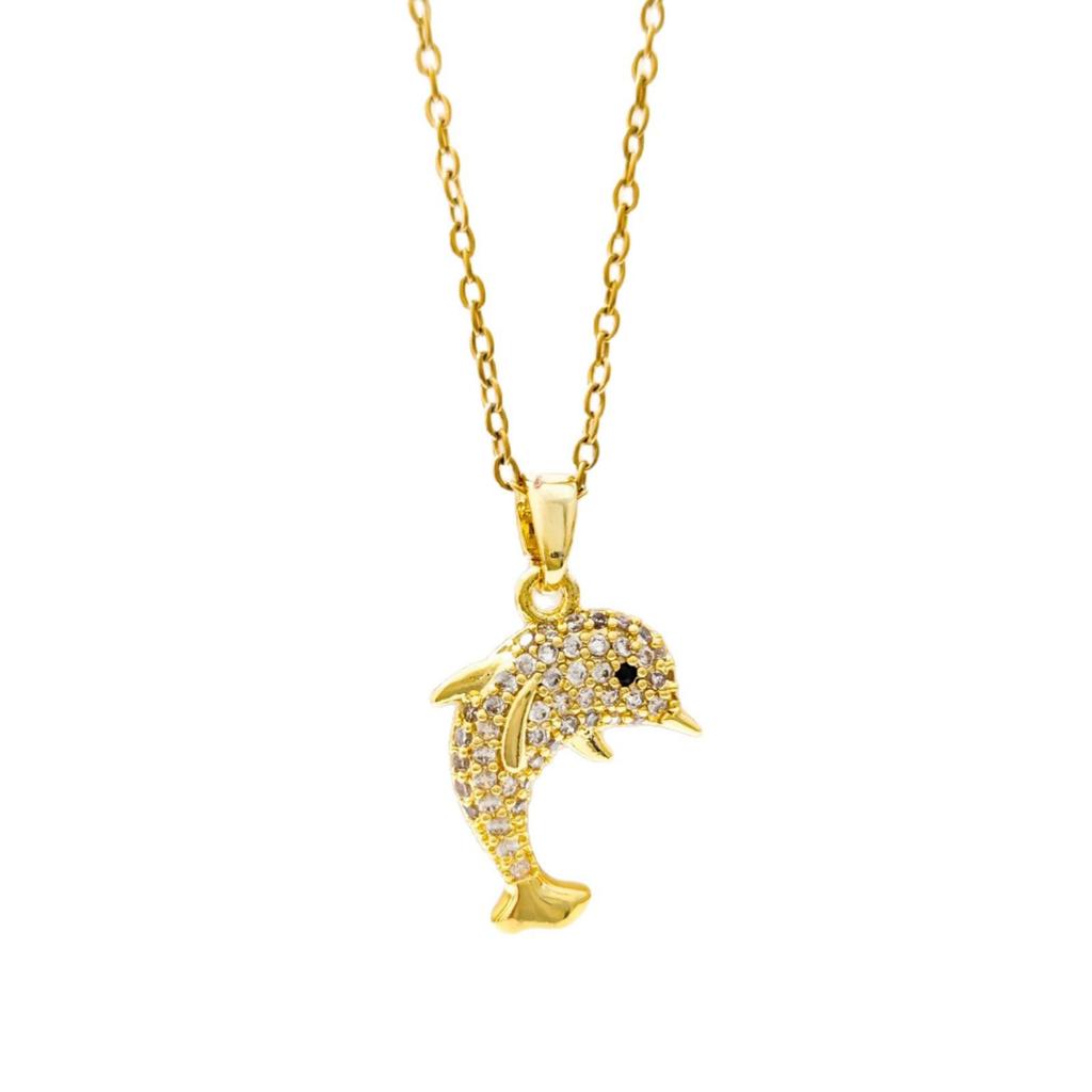 Sparkling Full Diamond Dolphin Necklace - Women's Fashionable Clavicle Chain Accessory