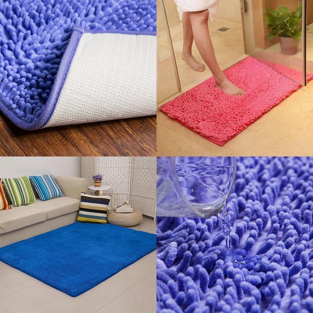 Wunderschön gefertigte lange Mikrofaser-Zottel-Badematte mit rutschfester Unterseite absorbiert Feuchtigkeit für Sicherheit