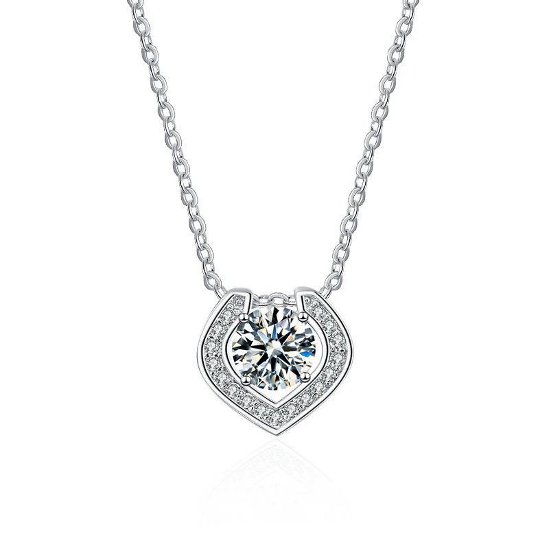 S925 Sterling Silver Heart Moissanite Pendant Necklace - Celebrity Style 925 Silver