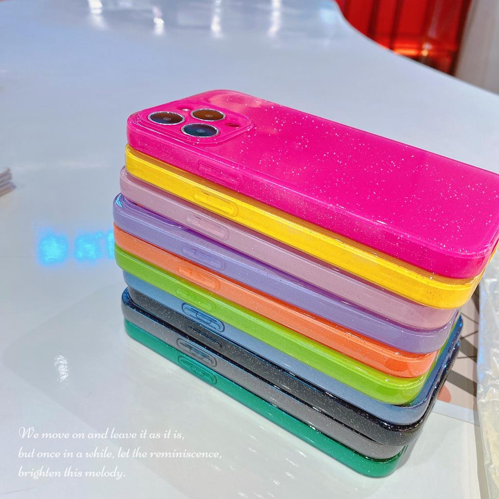 Luxury Bling Glitter Neon Candy Color Case For iPhone 17 Air 16 15 14 Plus 13 11 12 Pro X XS XR Max Soft Silicone Bumper Cover