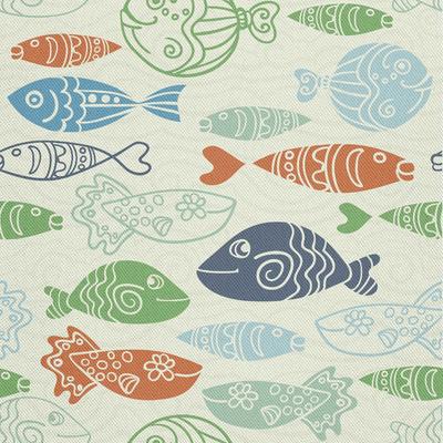 Outdoor Dekostoffe Oxford - Motiv Gezeichneter Fisch