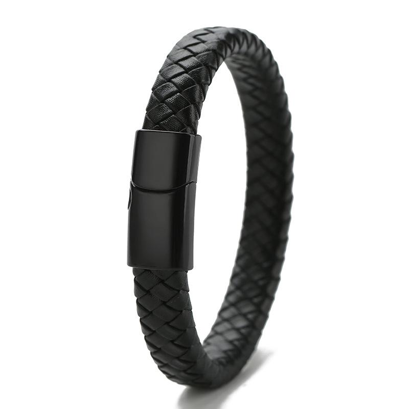 Herren Retro Geflochtenes Lederarmband mit Magnetschnalle