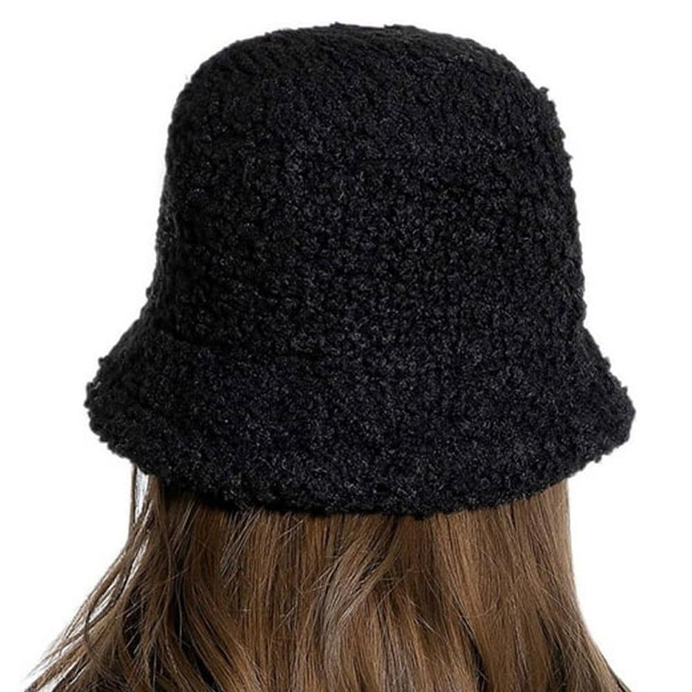 Deago Women Winter Bucket Hat Vintage Cloche Hats Warm Fisherman Fur Outdoor Wool Faux Cap W0Q4