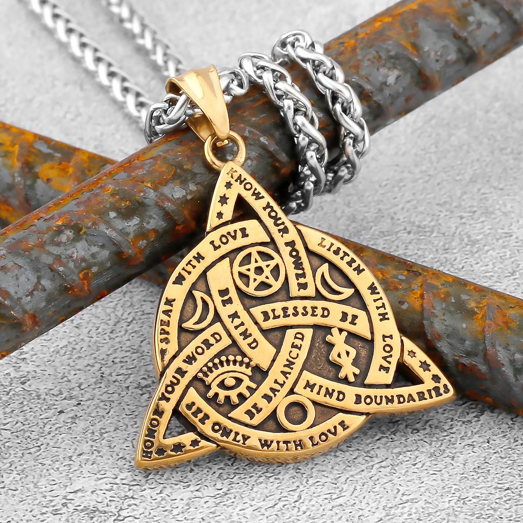 Viking Celtic Knot Pendant Necklace Stainless Steel Men Chain Odin Protection Amulet Gothic Jewelry Gift
