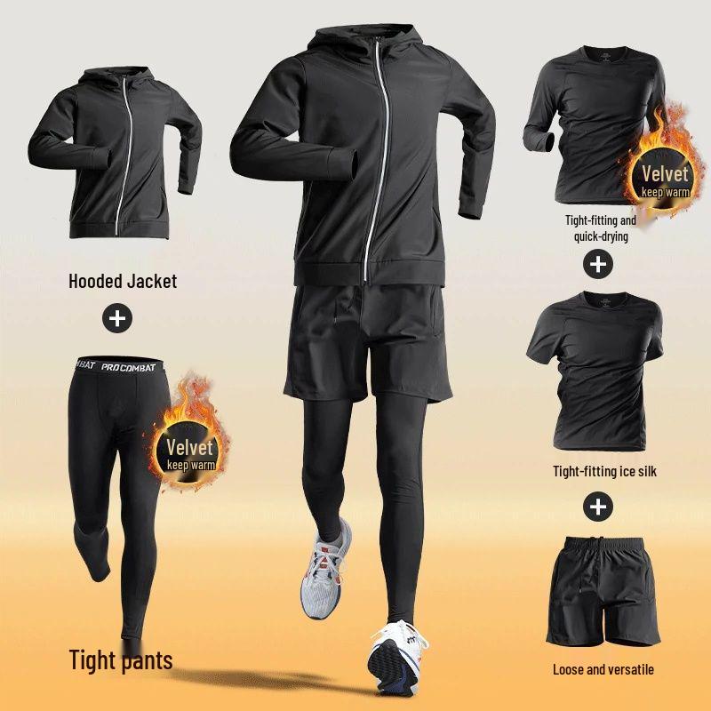 T5J Men's Quick-Dry Fitness Set: Running, Basketball, Football Training - Breathable, High-Elastic Sportswear for Autumn