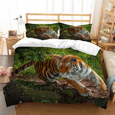 Juego de Cama Funda Nórdica 3D Funda Nórdica 3D con Estampado de Tigre Corriendo en la Selva Juego de Cama microfibra lavada set de 2 / 3