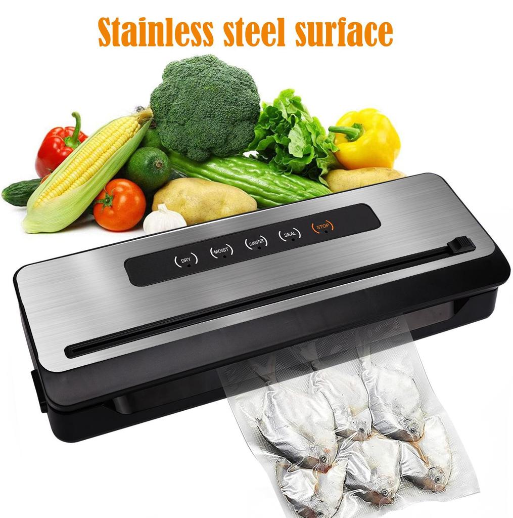 Automatic Stainless Steel 304 Vacuum Heat Sealing Vacuum Sealer Food Machine With 10pcs Vacuum Bags EU Plug