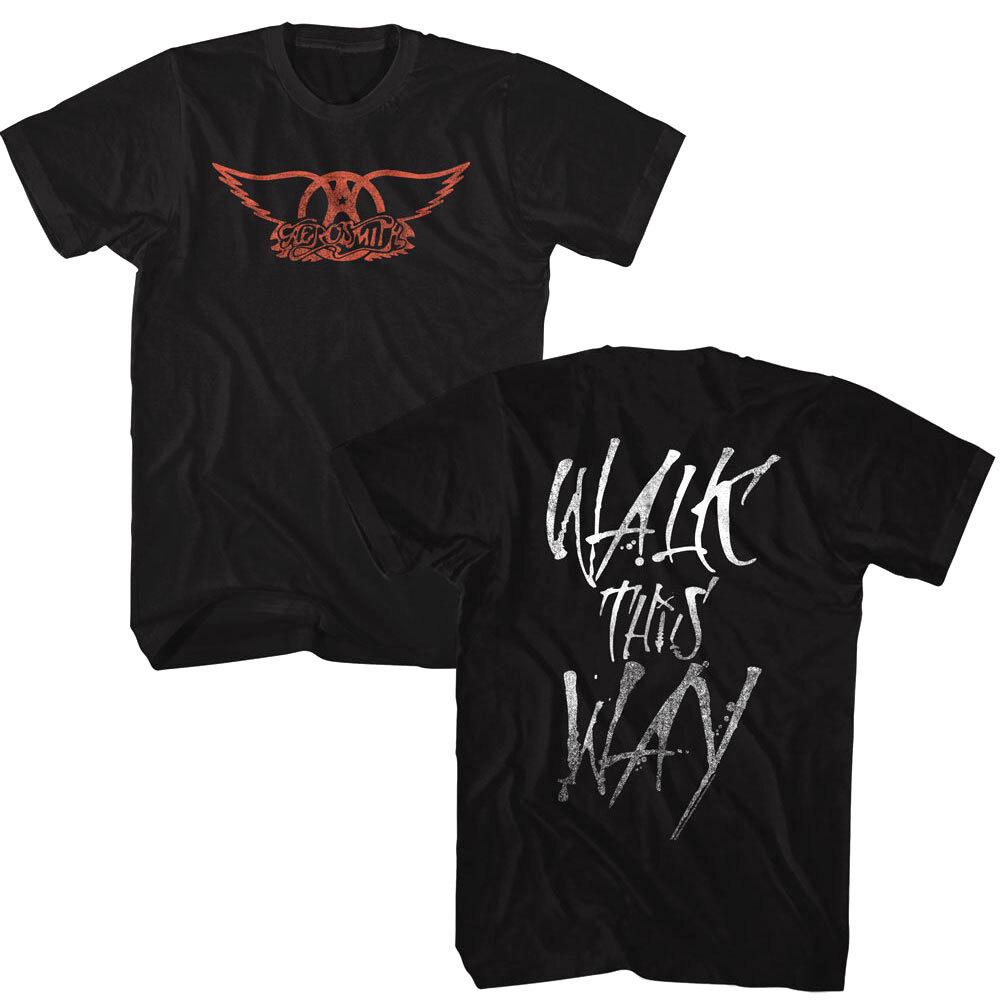 Aerosmith Walk This Way Men T Shirt Rock Band Logo Pop Music Concert Tour XXXL