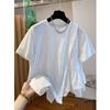 Fat Sister Plus Size 150.00kg Stylish Niche Style Short-Sleeved T-shirt Female Summer Loose Unique Chic Belly-Covering Coat