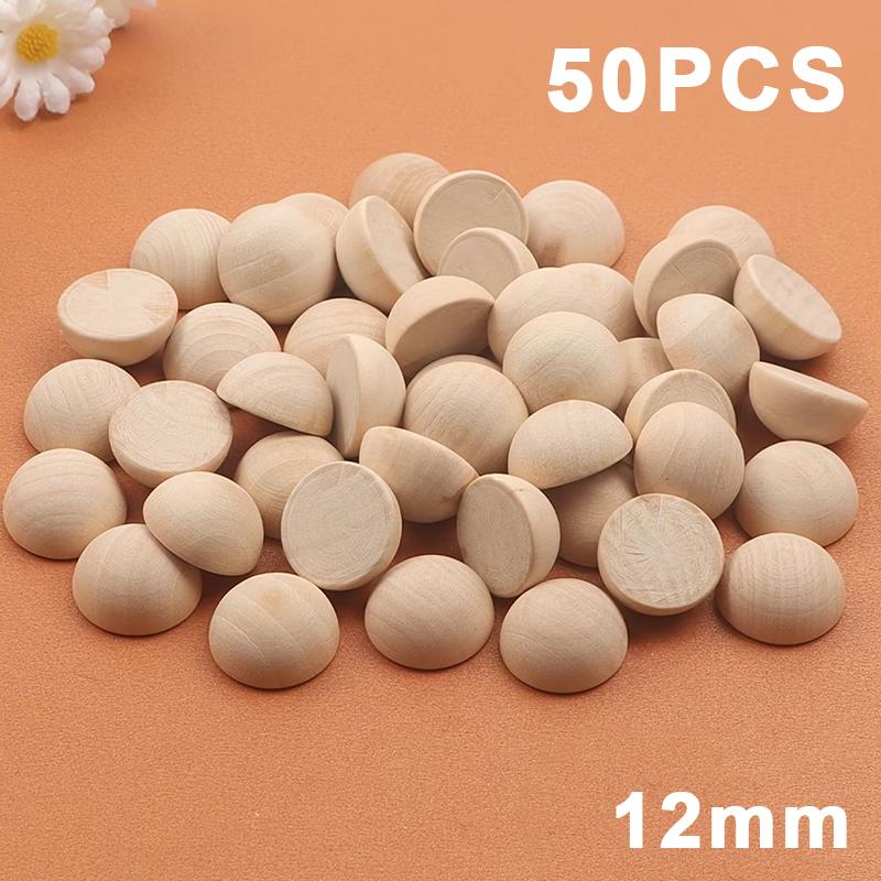 5/10/20/30/50Pcs Natural Half Wooden Beads Half Unfinished Wood Balls Split Wood Beads For Diy Craft Toy Home Decor
