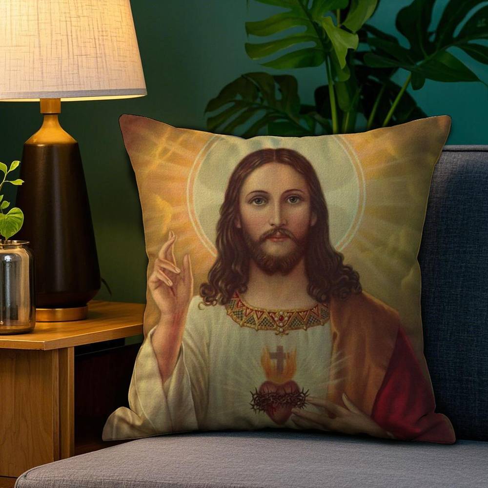 S-Sacred Aesthetic Art Pillow Case Plush Linen Soft Double Sided Printed Design Throw Cushion Decorative Home