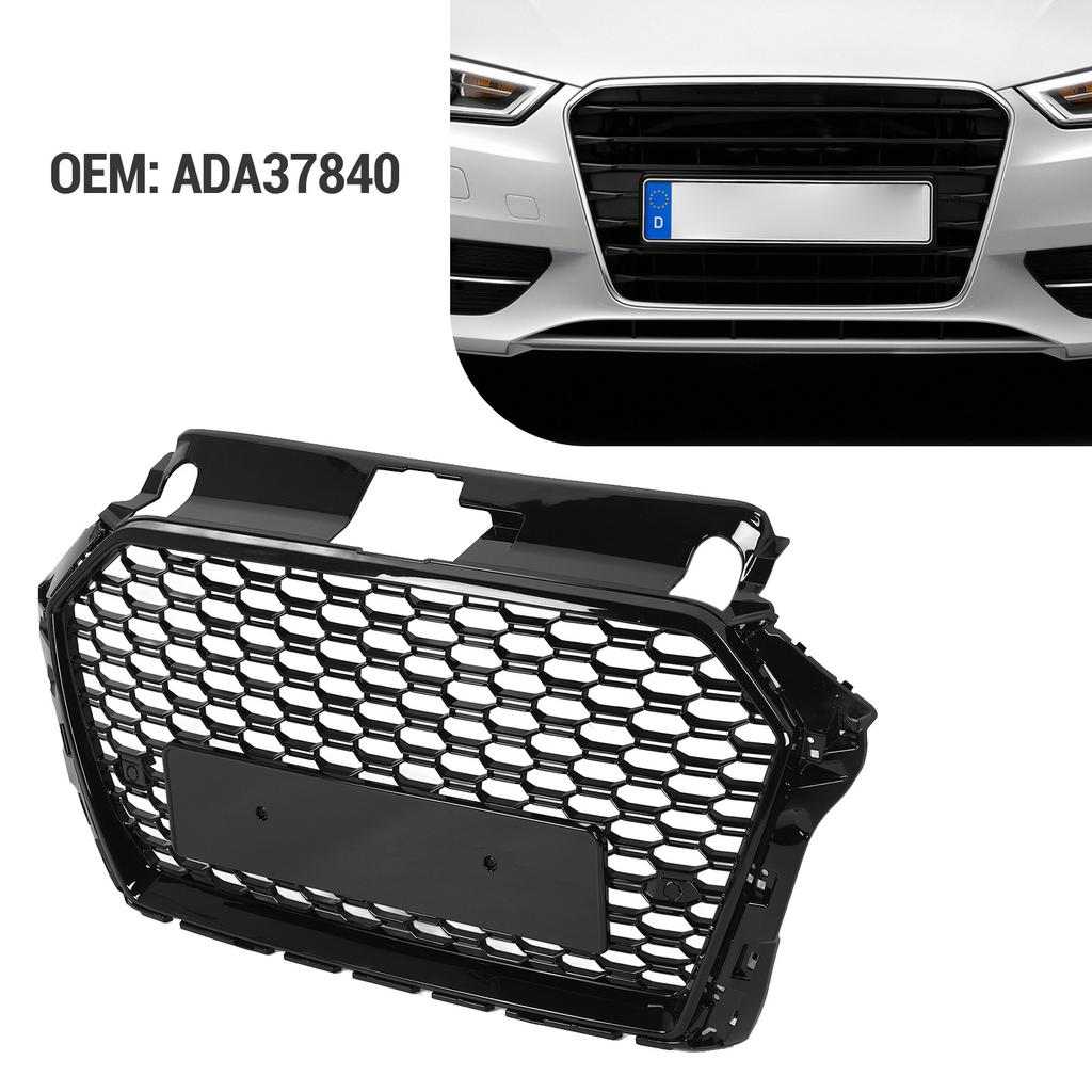 Front Bumper Radiator Grille ADA37840 RS Style Gloss Black Front Mesh Bumper Grill for 8V Facelift 2017 to 2020