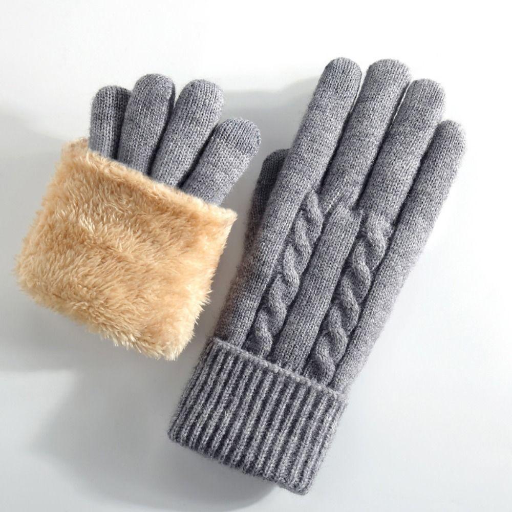 Lamb Velvet Thermal Gloves Cable Knit Touchscreen Gloves New Winter Gloves Winter Commuting