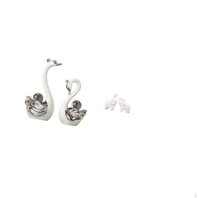 Porcelain Swan And Elephant Figurine Collection Unique Animal Sculptures Ornaments for Living Room