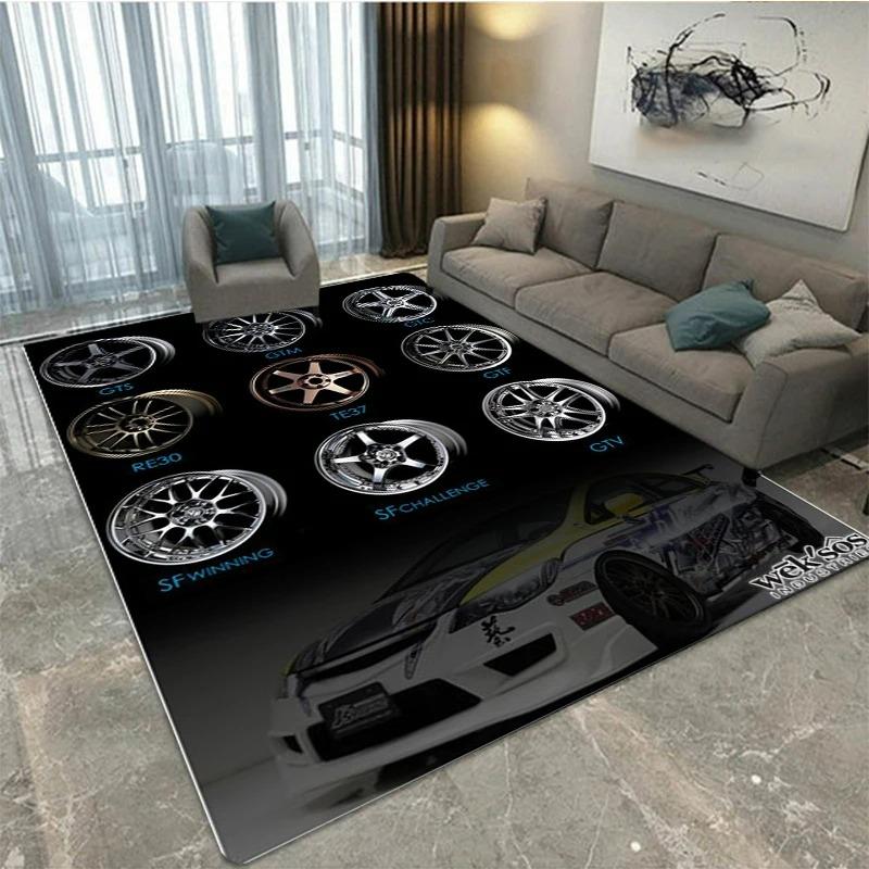 3D BBS Racing Printed Decorative Carpets Non Slip Rugs for Bedroom Kitchen Decor Home Hallway Balcony Floor Mat Soft Doormats