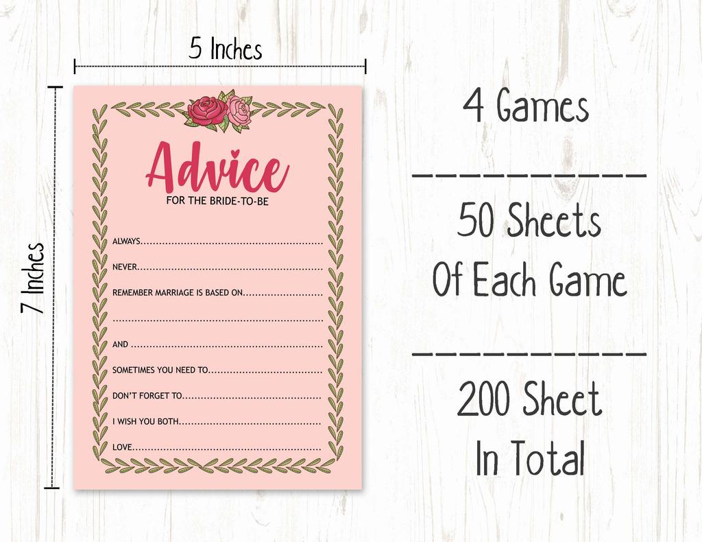 Inkdotpot Bachelorette Party Games Set Bundle Floral Of 4(50 Sheets Each) W Miss To Mrs Gold Banner Fun Bridal Shower Games