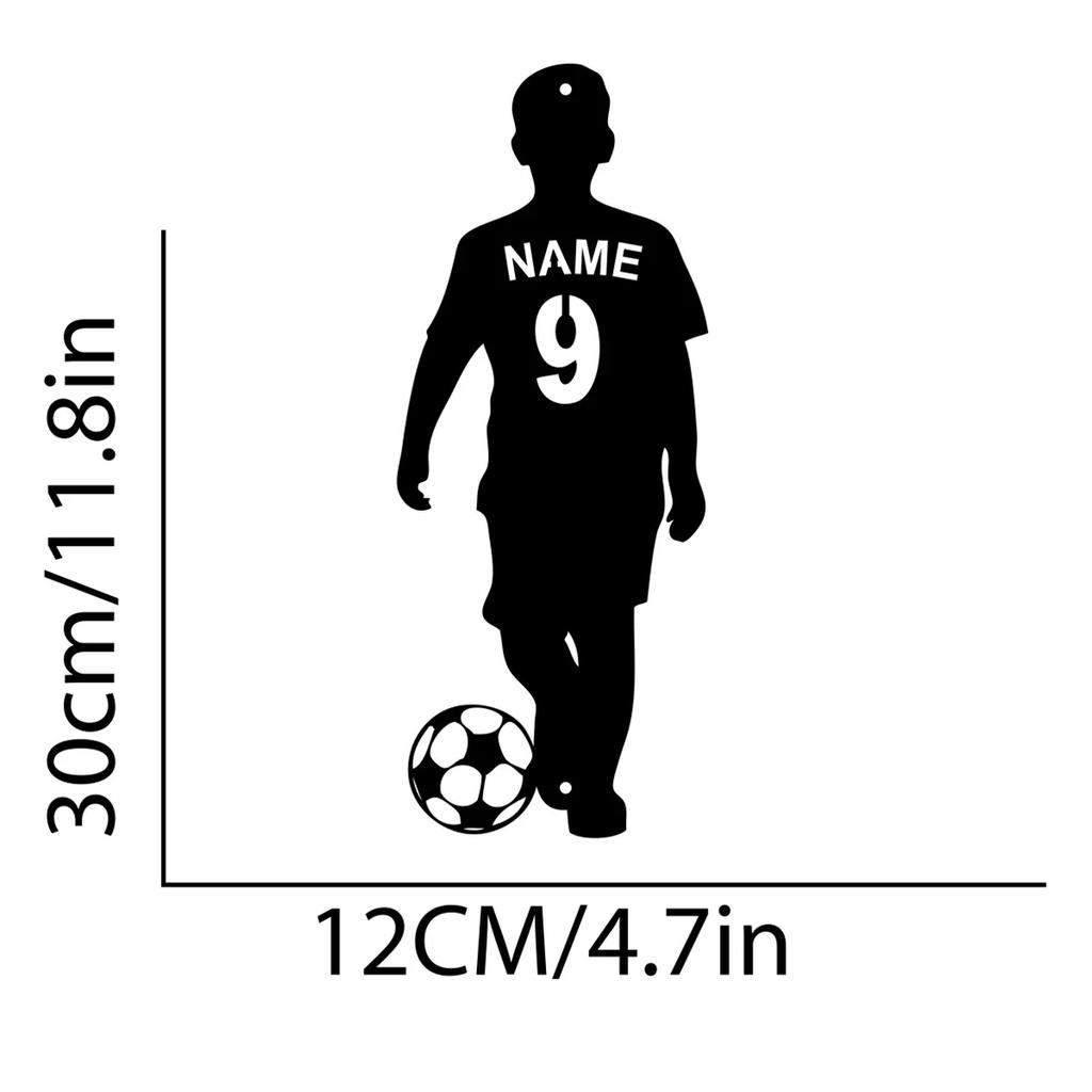 Personalized Soccer Wall Art, Custom Name Football Decal, Sport Player Vinyl Sticker, Kids Room Metal Poster, Boys Gift Decor