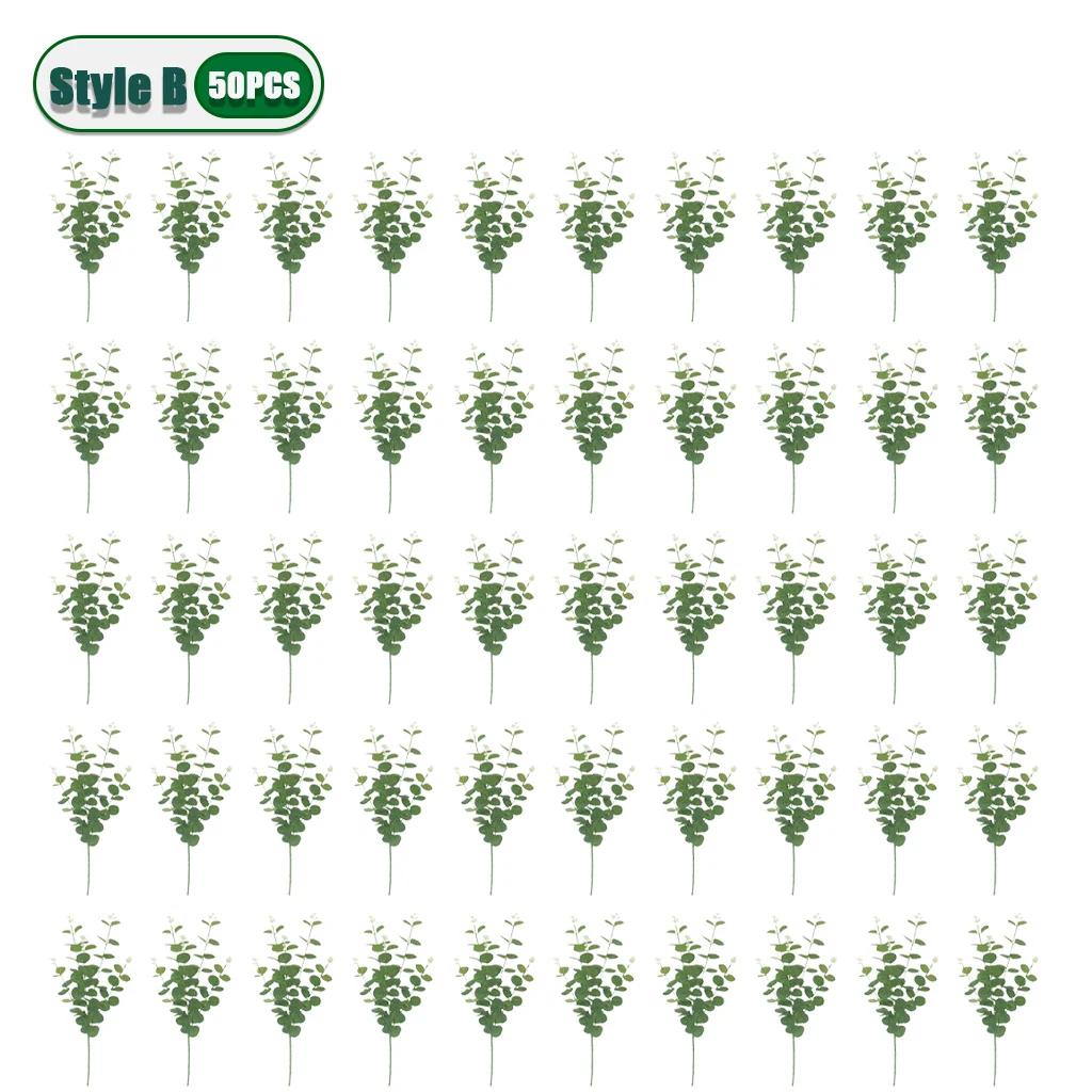 10-100PCS 3 Kinds Eucalyptus Leaves Artificial Silver Dollar Leaves Picks Dried Eucalyptus Home Decoration Party Decoration