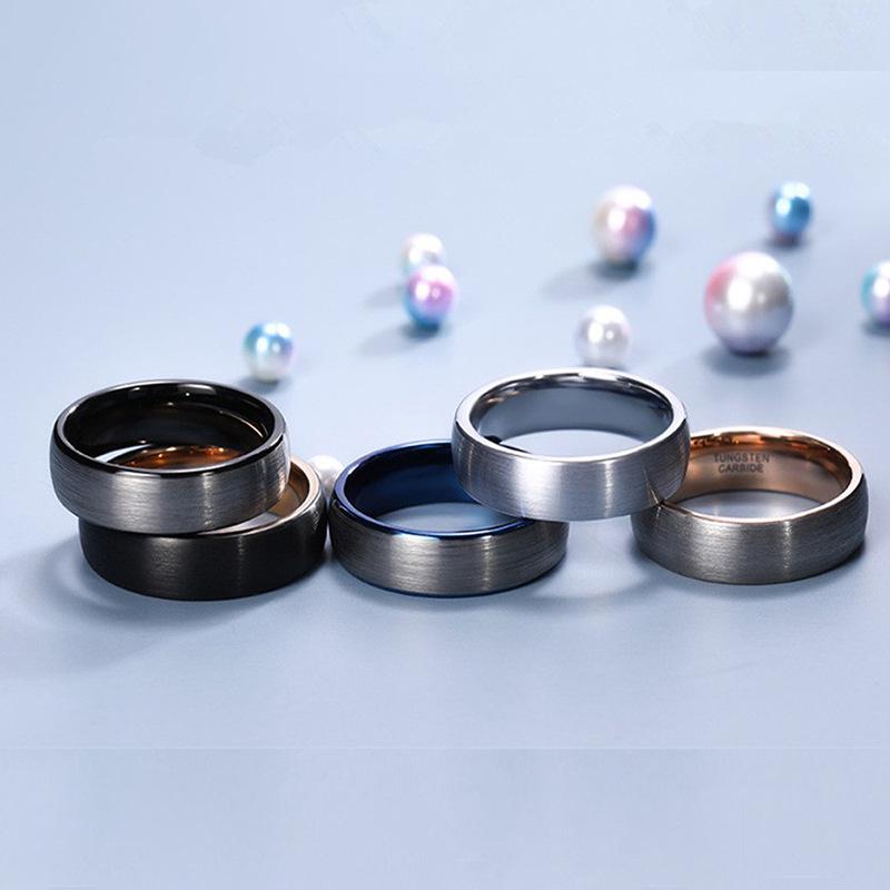 European & American Classic Two-Tone Brushed Tungsten Steel Unisex Ring, 4-8mm Wide