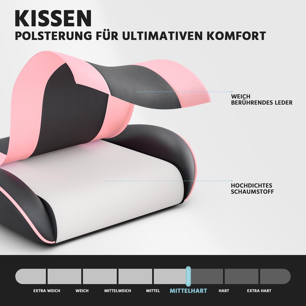 Gaming Chair with Lumbar Support, Breathable PVC Leather, Comfortable Computer, Load Capacity 200KG, Seat Height and Backrest Adjustable Black-Pink
