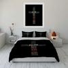 Religious Cross Bedding Set with Text Bedding Set (1 Duvet Cover, 2 Pillowcases, Duvet Not Included)