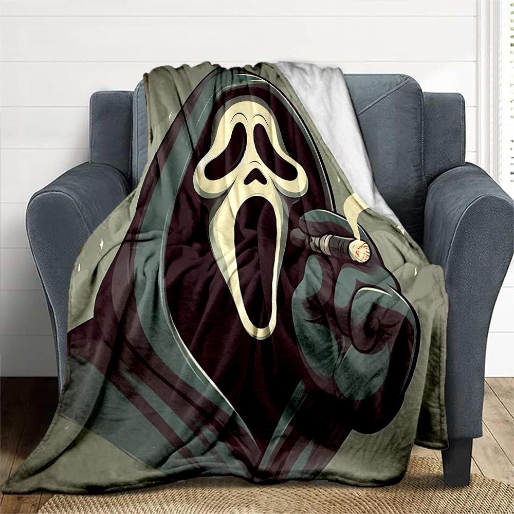 1pc Scream Outdoor Blanket Lightweight Flannel, Soft & Warm, All Season Use for Sofa, Outdoor, Camping, Living Room, Office, Chair