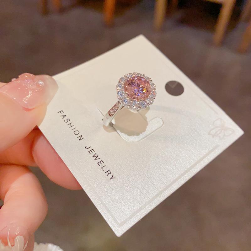 Luxury Fashion Full Diamond Round Open Ring For Women Versatile Jewelry