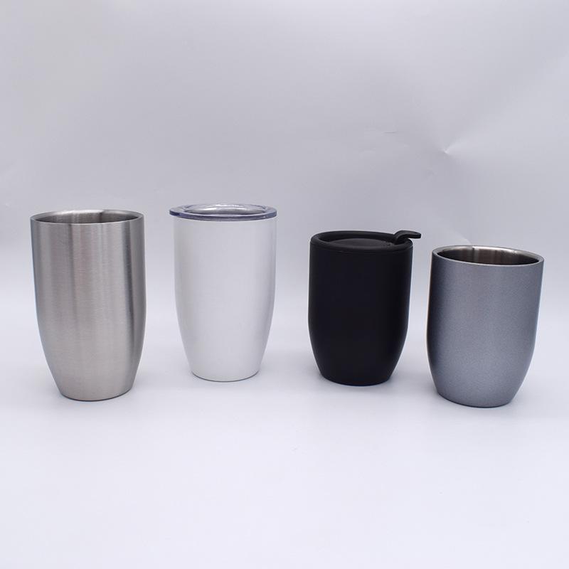 Stainless steel coffee cup 304 double-layer arc mouth cup tea cup hand eggshell cup beer cup cone