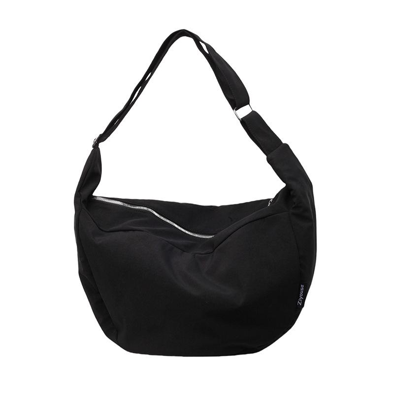 

Большая вместительная сумка для подмышек в форме полумесяца, однотонная оксфордская сумка через плечо чёрный