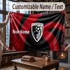 Custom Name Flannel Throw Blanket Bournemouth Football Pattern Warm Home Decoration