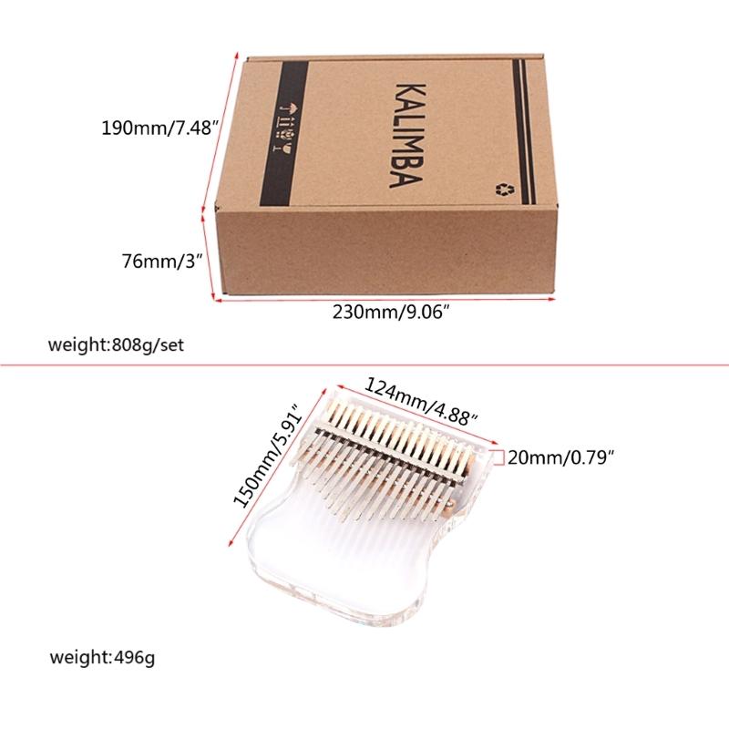 Transparent Kalimba Acrylic Finger Pianos 17 Keys Thumb Piano with Letters and Notes Musical Instrument Gifts for Girls