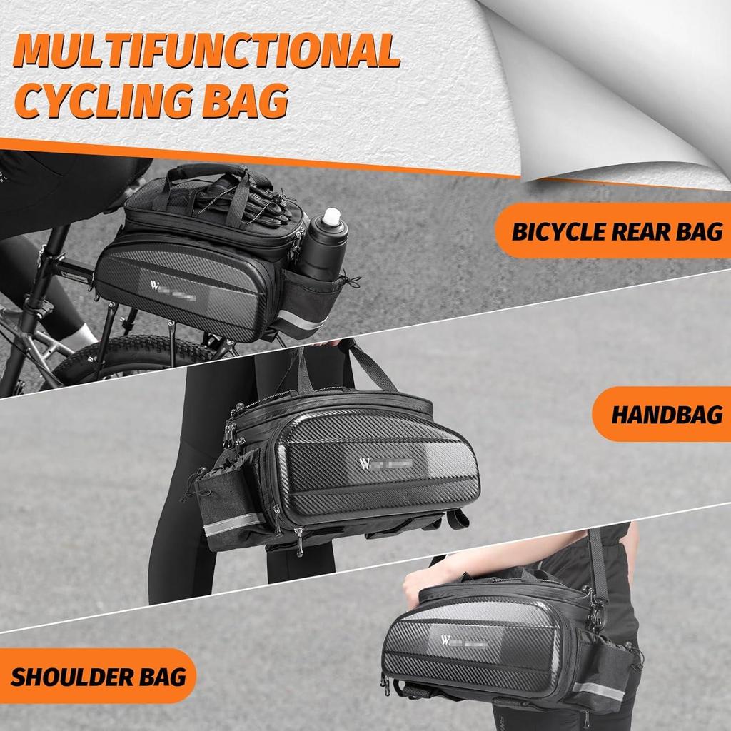 Waterproof Hard Shell Bike Rear Rack Bag 11/31L Reflective Oxford EVA Bicycle Trunk Pannier for Commuting Touring E-Bike