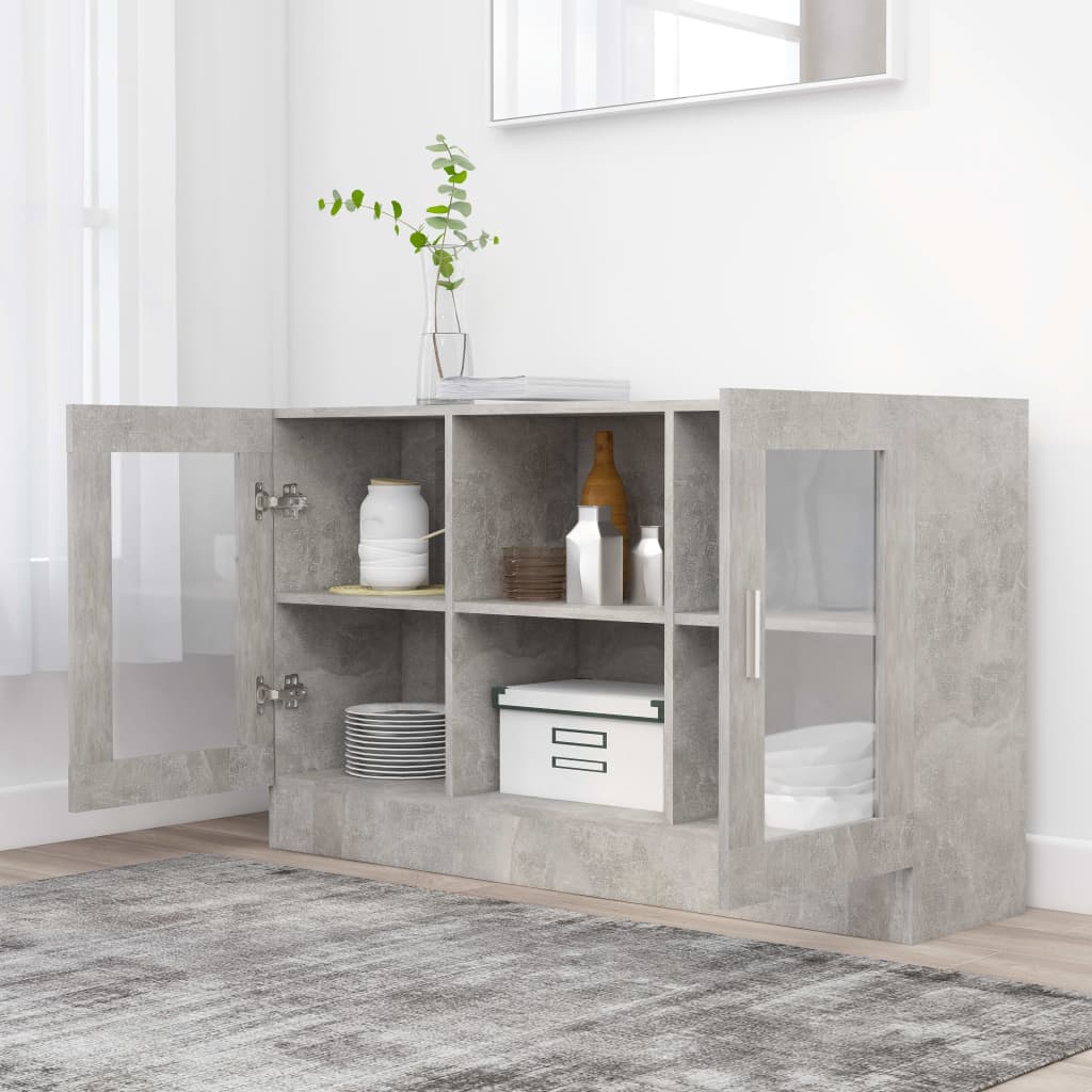 Display Cabinet Concrete Grey 120 x 30.5 x 70 cm Particleboard