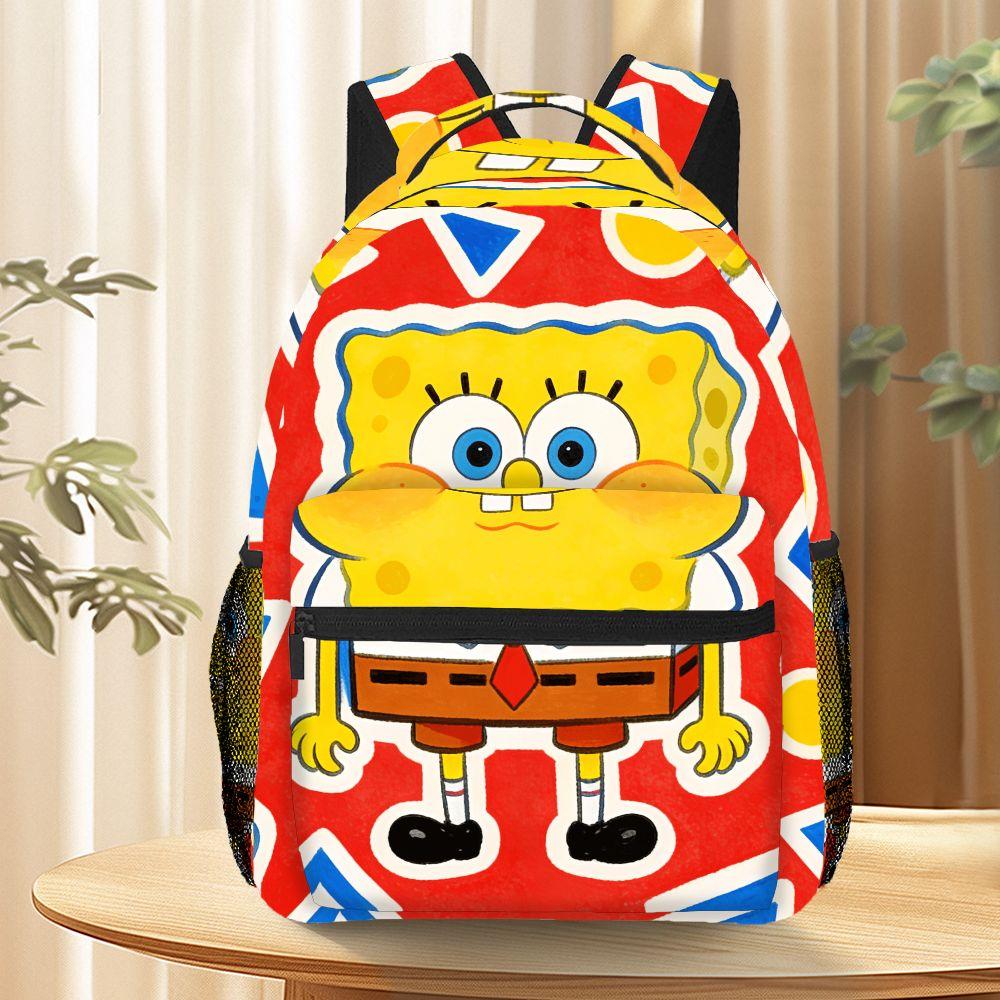 SpongeBob SquarePants Backpack Cartoon All Over Print School Bag for Women Lightweight Travel Backpack with Side Pockets