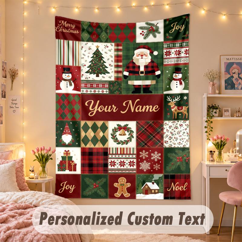 Wall Hanging TapestryChristmas Custom Name Print Art For Indoor Home Room Decoration Holiday Gift