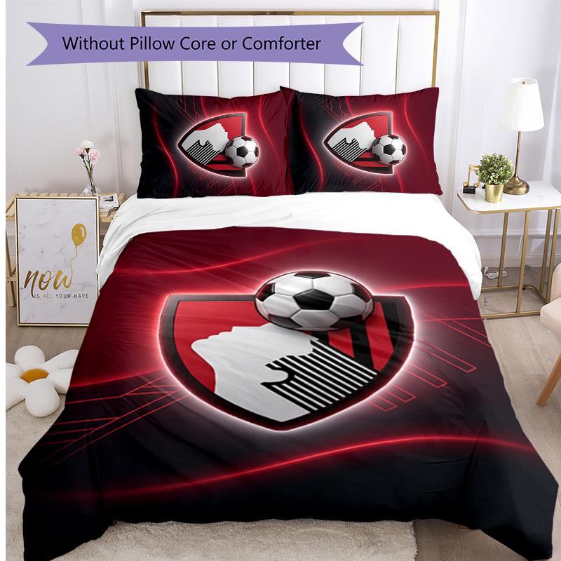 Set Lenzuola Stampato Calcio Bournemouth 3 Pezzi, Comodo Set Copripiumino per Camera da Letto Amico della Pelle