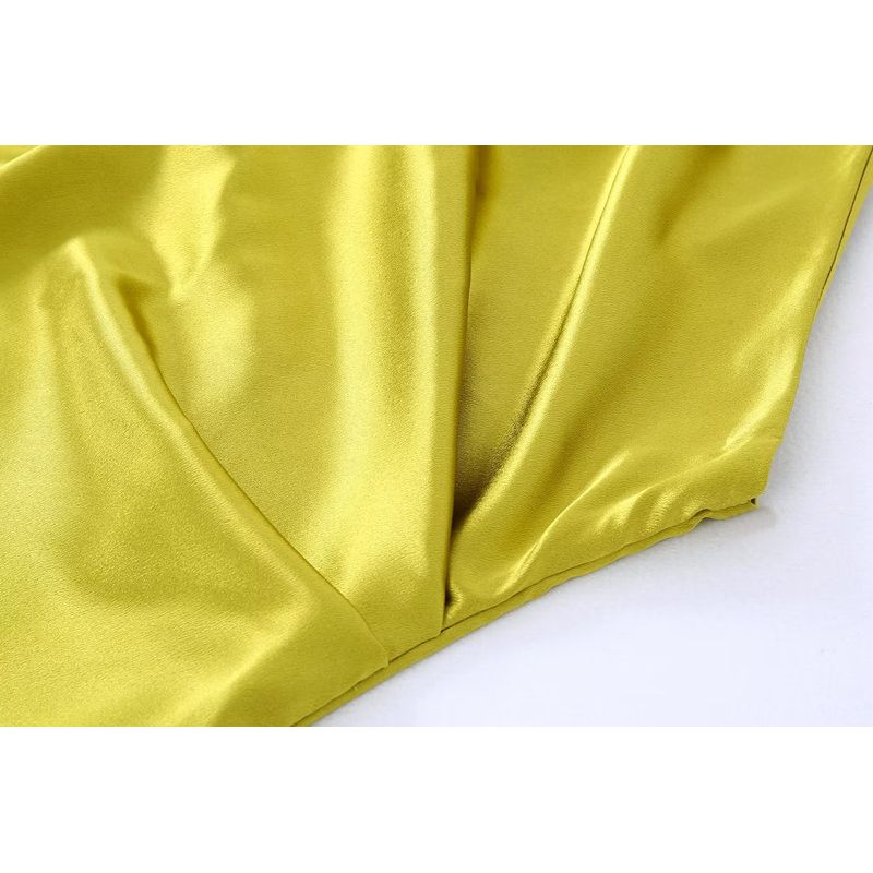Ur European and American Style Asymmetric Silk Satin Texture Dress