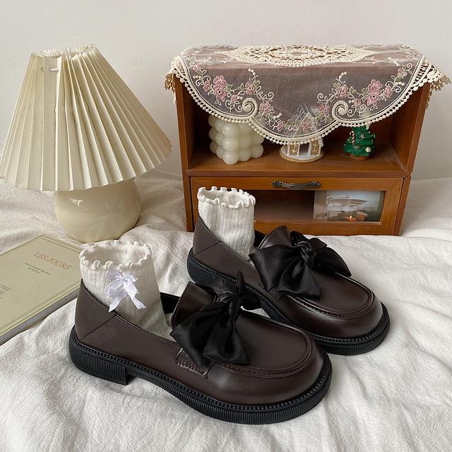 

Туфли из искусственной кожи в стиле ретро с бантом и квадратным носком, женские весенне-летние милые крутые студенческие туфли без шнуровки, туфли Мэри Джейн 40