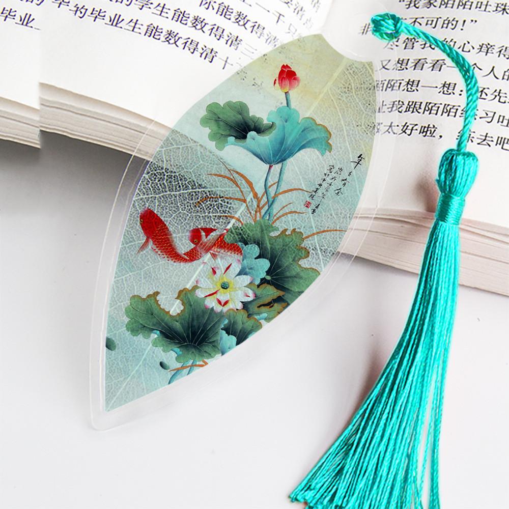 1 stk Søt Klassisk Kreativt Bokmerke Kinesisk Vind Naturlige samleobjekter Blader Årebokmerker Kreativt skrivesaker