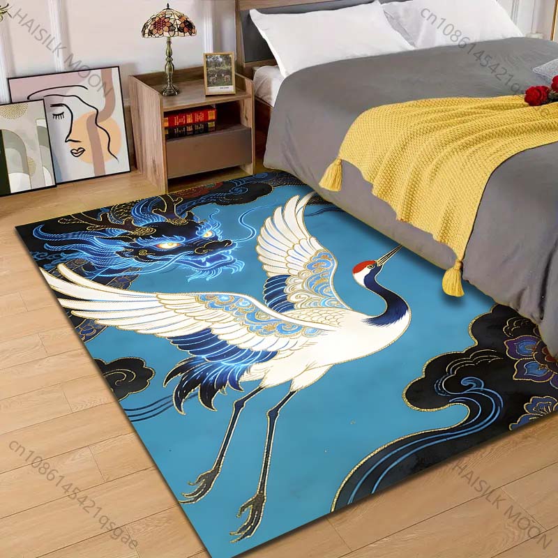 

1PC Crane and dragon in clouds Pattern Rug Carpets for Bedroom Living Room Sofa Mat Creative Door Mat Cloakroom Home Decor 40cm x 60cm