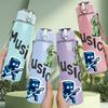 1PC Musica Game Character Graphic 750ml Color Plastic Sports Water Bottle Leakproof Flip Straw Lid For Sports Office Home Use