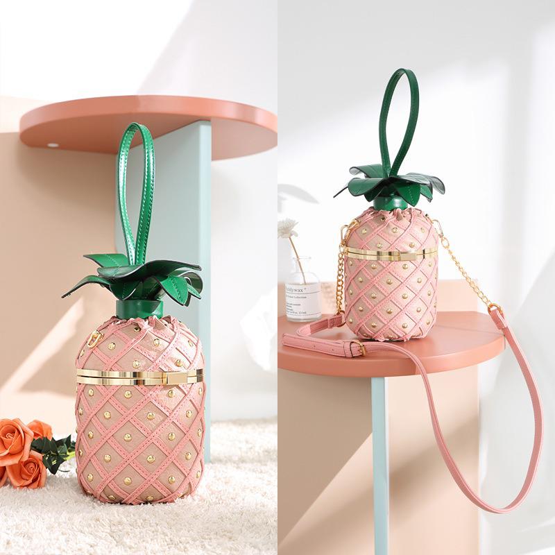 

Женская модная сумка через плечо в форме ананаса 2025 года — креативный и повседневный стиль цепной сумки-мессенджера розовый