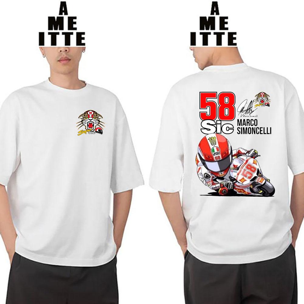 Marco Simoncelli 58 Gp Race Legend Tshirt New Unisex Short Sleeve Adventure Riding Sport Boy Casual Tees Funny Motorcycle Tops