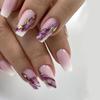 24 Pezzi Unghie Finte French Press Semplici Punte Unghie Design Striscia Amore Unghie Finte Quadrato Corte Donna Acrilico Copertura Completa Nail Art Unghia Finta