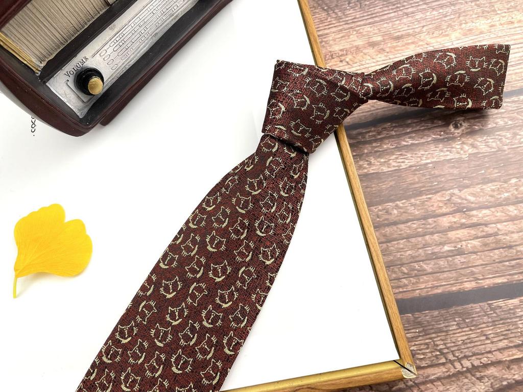 Men'S Retro Tie Dark Red Pattern British 8Cm High-End Formal Dress Casual, Professional Business Striped Wedding Tide