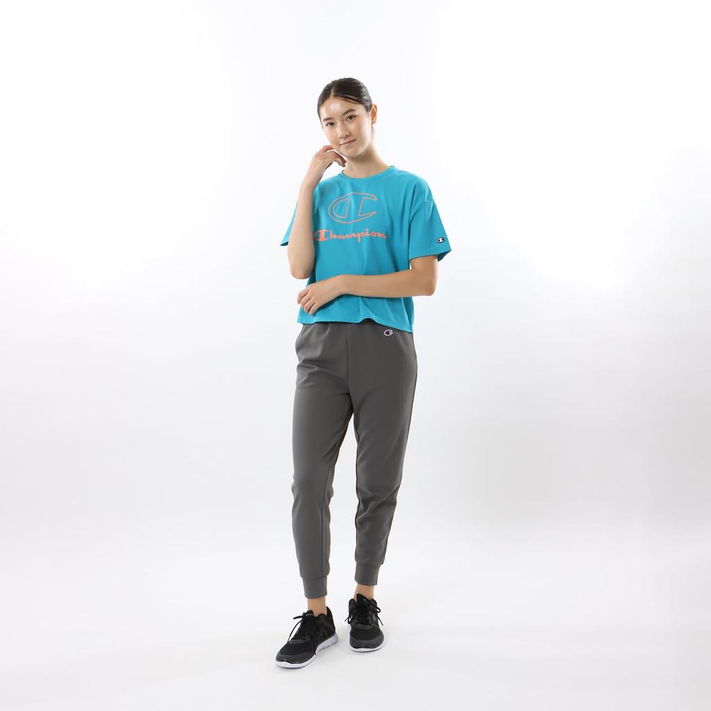 Champion Short Sleeve Round Odor UV Graphic Logo Print Women's T-Shirt, Turquoise, CW-ZS305, Neck, Antibacterial, Resistant, Quick-Drying, Protection,