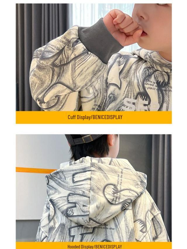 Boys' 2025 Spring & Autumn Hooded Sweatshirt - Trendy Children's Fashion for Middle & Big Kids