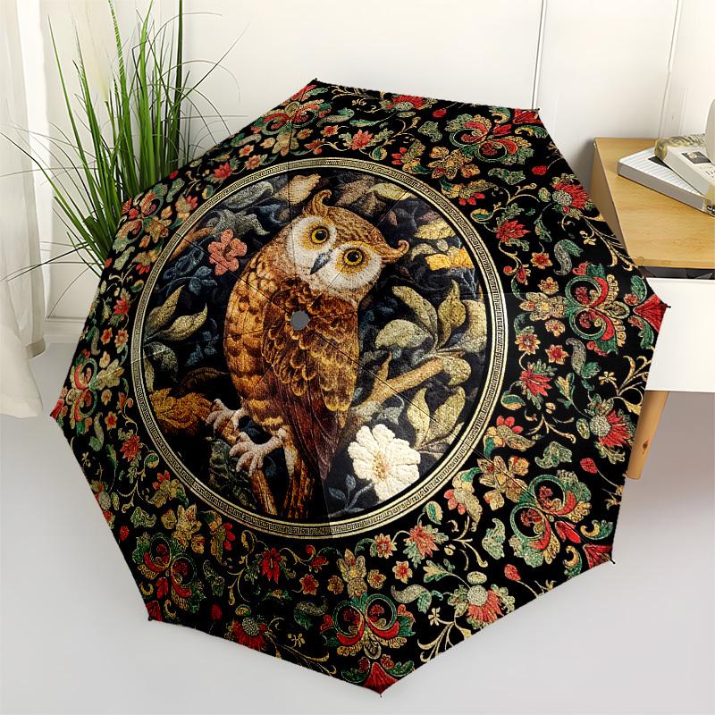 

Owl, TapestryThemed Automatic Opening and Closing Umbrella 8 Ribs, Suitable for Leisure and Going Out, Outdoor Accessory, Gothic Style, Fa