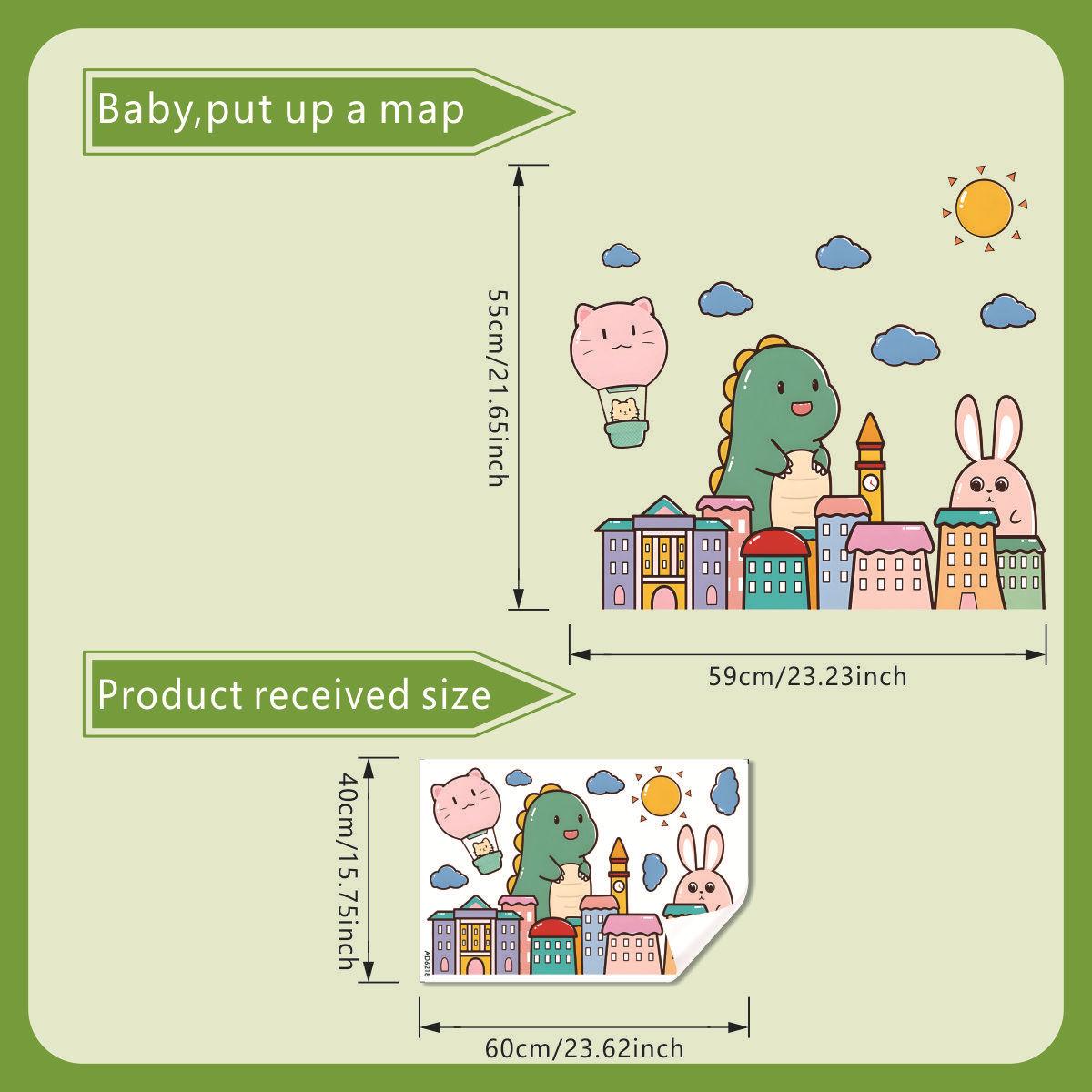 

Cartoon Cute Dinosaur Wall Sticker Self-Adhesive Kids Room Living Room Wall Decoration Home Decor 40x60cm різнокольоровий